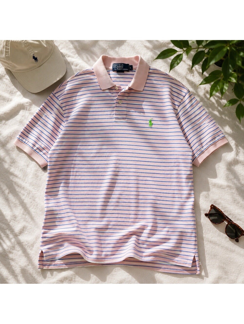 Polo Ralph Lauren Pink Striped Polo Shirt Men’s Large Classic Preppy Golf